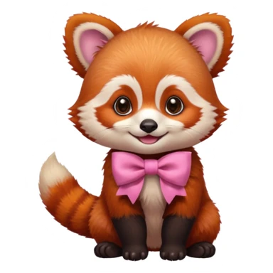 baby Red panda wearing a pink bow sticker