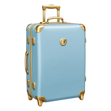 Tall Light blue carryon suitcase, cute sticker