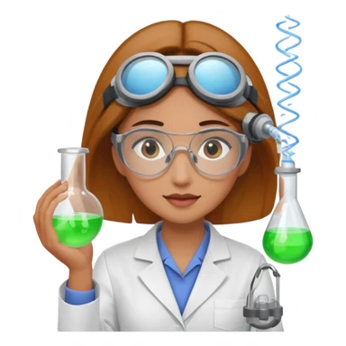 female inventor working in a lab sticker
