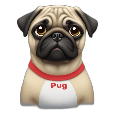 pug wearing a t-shirt sticker