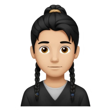 homme cheveux noir long attaché sans cheveux dépassant  16 ans, un peu bronzé sticker