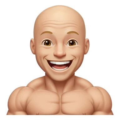 bodybuilder bald and small laughing sticker