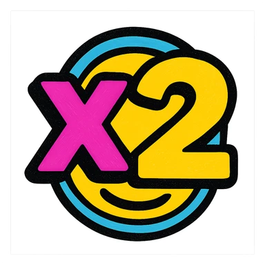 bold modern style "x2" emoji, transparent background, conveys enthusiastic agreement sticker