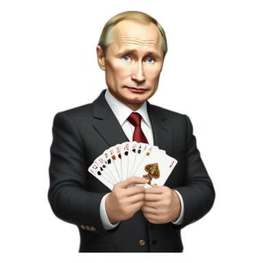 Putin with playing cards in a hand sticker