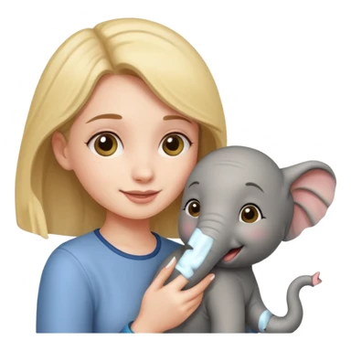 girl playing with elephant sticker