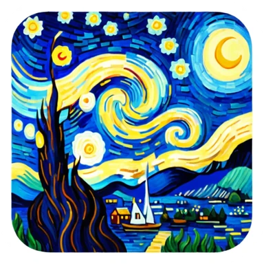 Starry night as painted by van gogh sticker