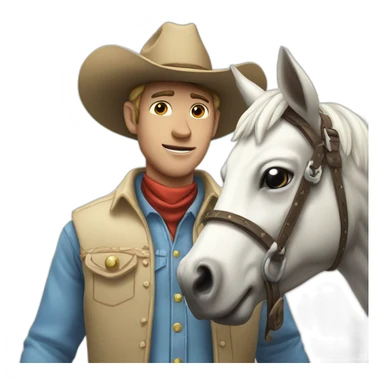 Cow-boy with White horse sticker
