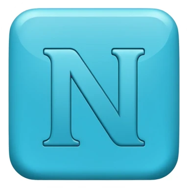 capital letter "N" printed in blue square in middle sticker