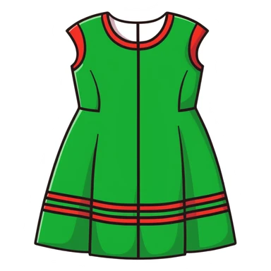 fashionable dress with red and green stripes sticker