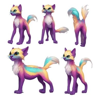 Colorful vernid fantasy creature LiLaiRa Kamirah Falvie whiskers paws full body sticker