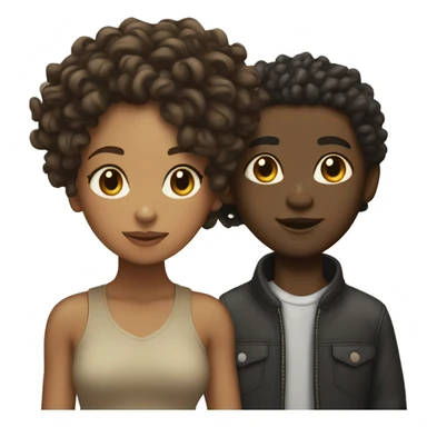 lightskin girl w curly hair next to a black boy with LOCS sticker