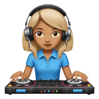 girl playing DJ set sticker
