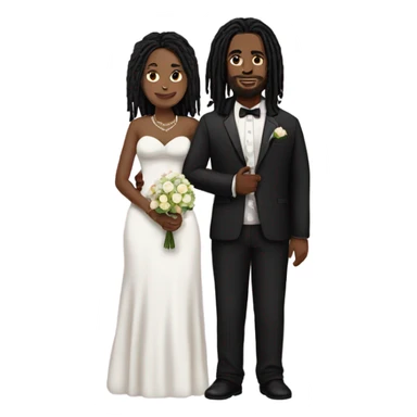black couple with black dreadlocks, plus size full body wedding sticker