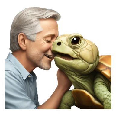 A man kissing a happy tortoise  sticker