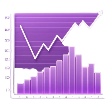 A purple holograph of line charts with multiple lines sticker