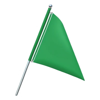 Emoji-style triangular flag, bright green, flat design, no folds or shading, simple and clean, minimalistic, centered on plain white or transparent background, high resolution sticker