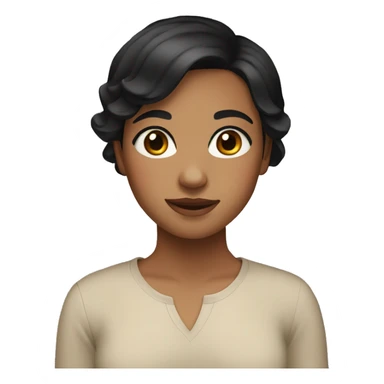 Girl with short black hair, tan and brown eyes  sticker