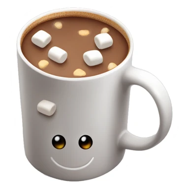 Hot cocoa in a white coffee mug with tiny mini marshmallows on top sticker