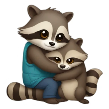 raccoon hug an otter sticker