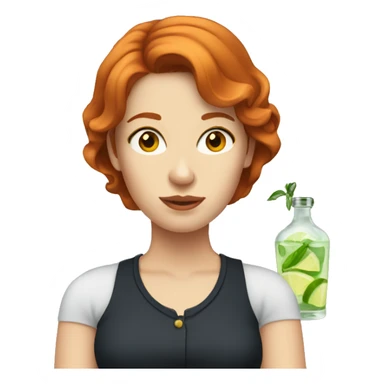Woman with Ginger Hair and Brown eyes drinking gin sticker