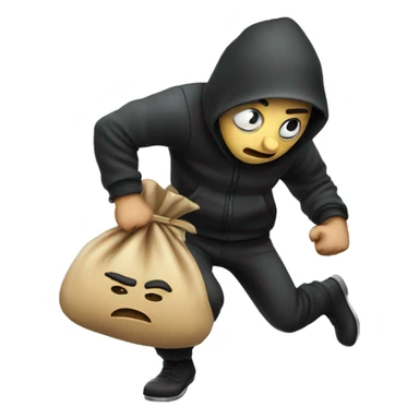Thief stealing money bag sticker
