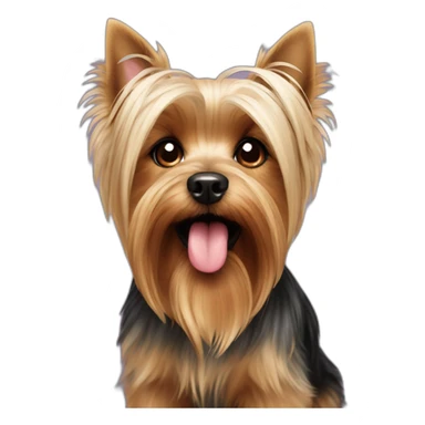 Yorkshire terrier with tongue sticker