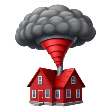 Tornado in storm with red home sticker