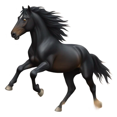 A black stallion horse running in the dessert  sticker
