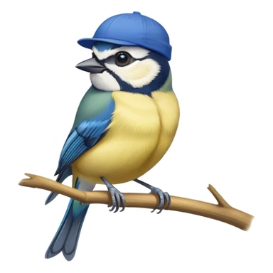 Eurasian blue tit bird with yellow belly and blue cap sticker