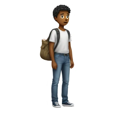 Boy standing with empty pockets sticker