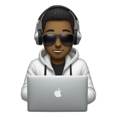 White Music producer with a macbook  sticker