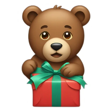 Bear Wrapping a present sticker