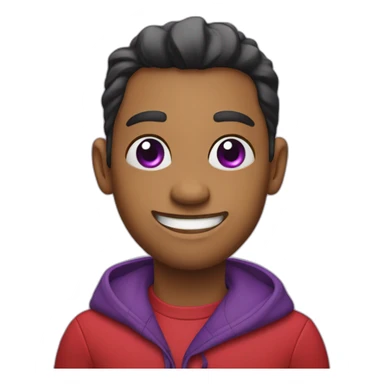 A red car, with purple eyes and a Jaconda smile sticker