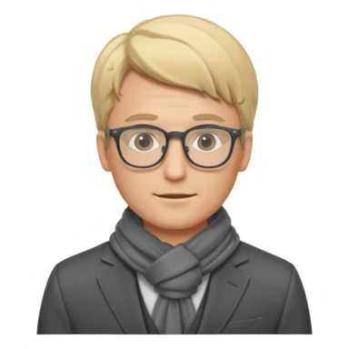 gray scarf male blond hair with suit glasses sticker