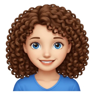 cute brown haired girl with curly hair and bright smile sticker