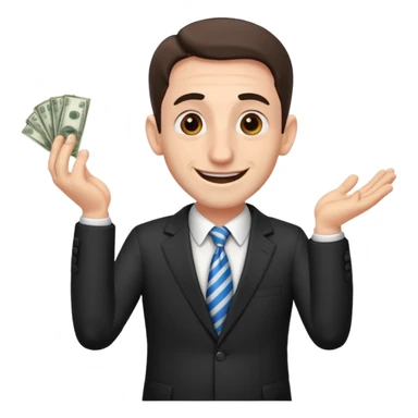 Jewish man with a big nose having his hands clenched together while smiling when he sees money  sticker