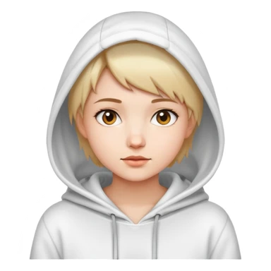 A beautiful short-haired girl wearing a white hooded sweatshirt sticker