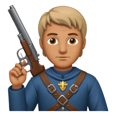 medieval man holding gun sticker