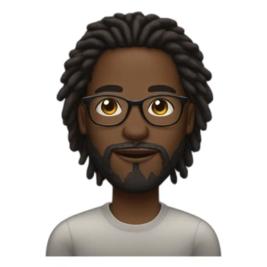A dark skin african american man with clear glasses, and beard, and dreadlocks in two strand twists sticker