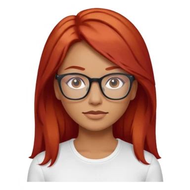 Crespa peli roja tono fuerte , trigueña , con lentes y top blanco pelo largo  sticker