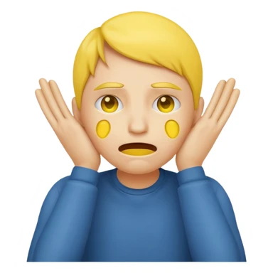 Frustrated smiley face covering their ears sticker