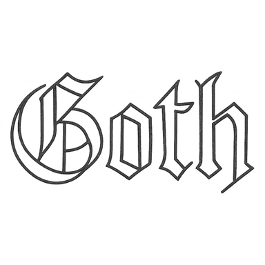 the word 'Goth' in classic blackletter gothic calligraphy, only text, no decoration sticker