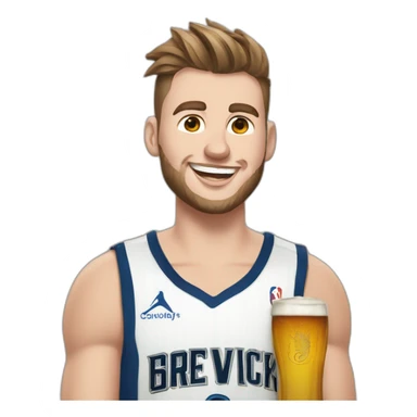 Luka Doncic avec une bière sticker