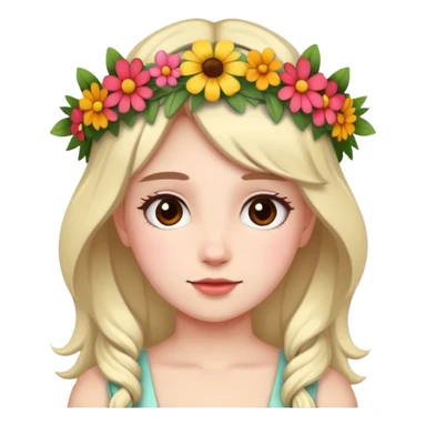girl wearing a flower crown sticker