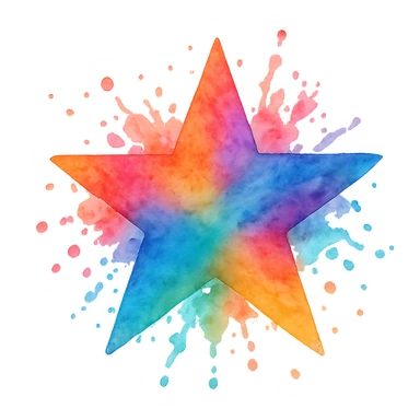 star with a watercolor splash sticker