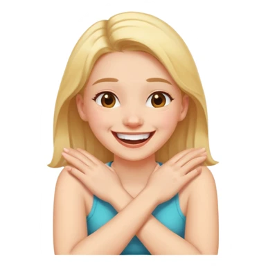 Arms crossed holding neck laughing girl sticker