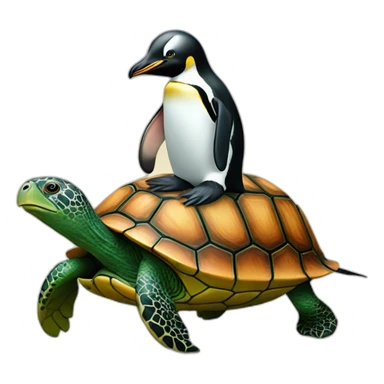A pinguin on a turtle sticker