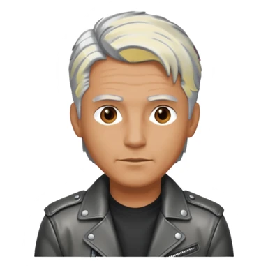 man with long metalic hair lether jacket sticker