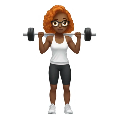Ginger hair girl with eyeglasses and aesthetic gym outfit lifts weights  sticker