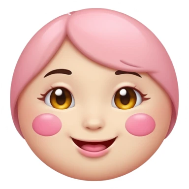 Cute circular emotional emoji with plump light pink lips sticker